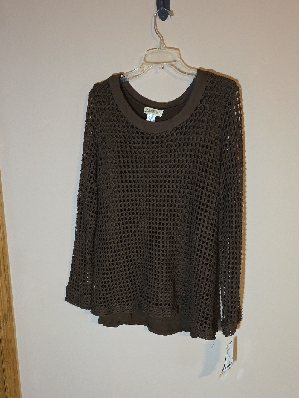 Womens NWT Impulse California Brown Tank Top W/ Mesh Over Shirt Size XL